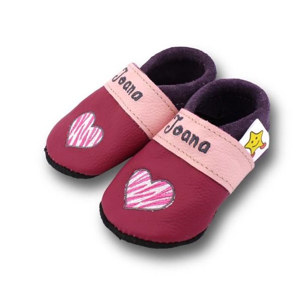 Krabbelschuhe Herz pink